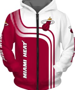 Miami Heat Red White Curves Zip Hoodie Best Gift For Fans