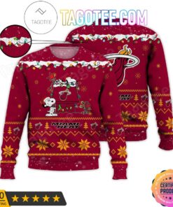 Miami Heat Red Yellow Snoopy Lie On Dog House Sweater For Fans