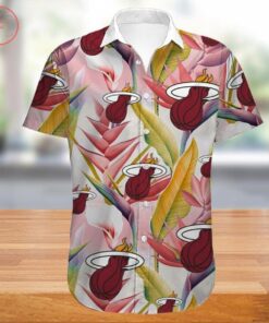 Miami Heat Tropical Floral Aloha Shirt Best Gift For Nba Fans