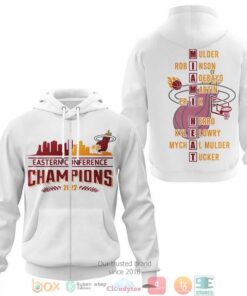 Miami Heat White Eastern Conference Champion Zip Hoodie Gift For Fans
