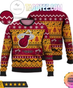 Miami Heat Yellow Red Ugly Christmas Sweater Gift For Fans 1