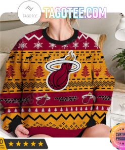 Miami Heat Yellow Red Ugly Christmas Sweater Gift For Fans 3