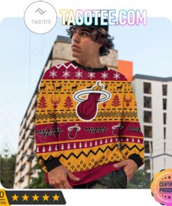 Miami Heat Yellow Red Ugly Christmas Sweater Gift For Fans 4