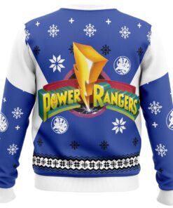 Mighty Morphin Blue Power Rangers White Funny Ugly Christmas Sweater For Men Women 4