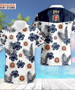 Miller Lite Hibiscus Floral Tropical Hawaiian Shirt Hawaiian Outfit For Men Women