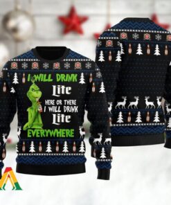 Miller Lite I Will Drink Ugly Christmas Sweater