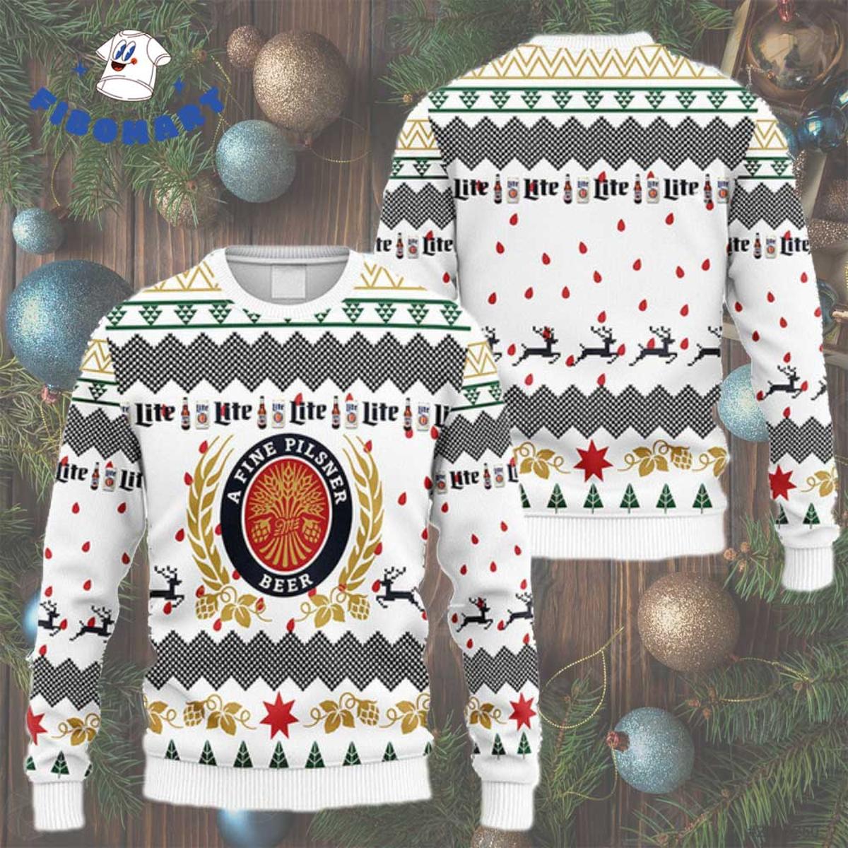 Miller Lite Snow Xmas Sweater Best For Fans