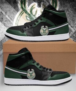 Milwaukee Bucks Green Black Air Jordan 1 High Sneakers For Fans 1