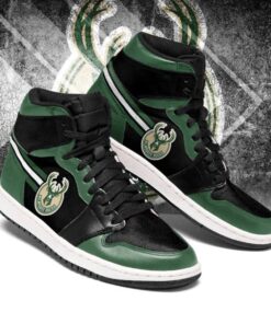 Milwaukee Bucks Green Black Air Jordan 1 High Sneakers For Fans 2