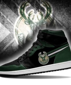 Milwaukee Bucks Green Black Air Jordan 1 High Sneakers For Fans 3