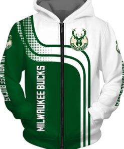 Milwaukee Bucks Green White Curves Zip Hoodie Gift