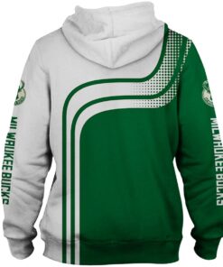 Milwaukee Bucks Green White Curves Zip Hoodie Gift