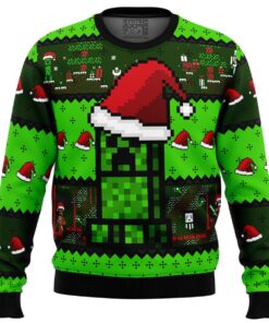 Minecraft Creeper Plus Size Ugly Xmas Sweater Best Holiday Gift For Game Lovers