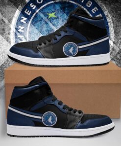 Minnesota Timberwolves Blue Black Air Jordan 1 High Sneakers Gift