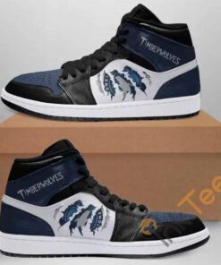 Minnesota Timberwolves Blue Black Scratch Air Jordan 1 High Sneakers Gift For Fans