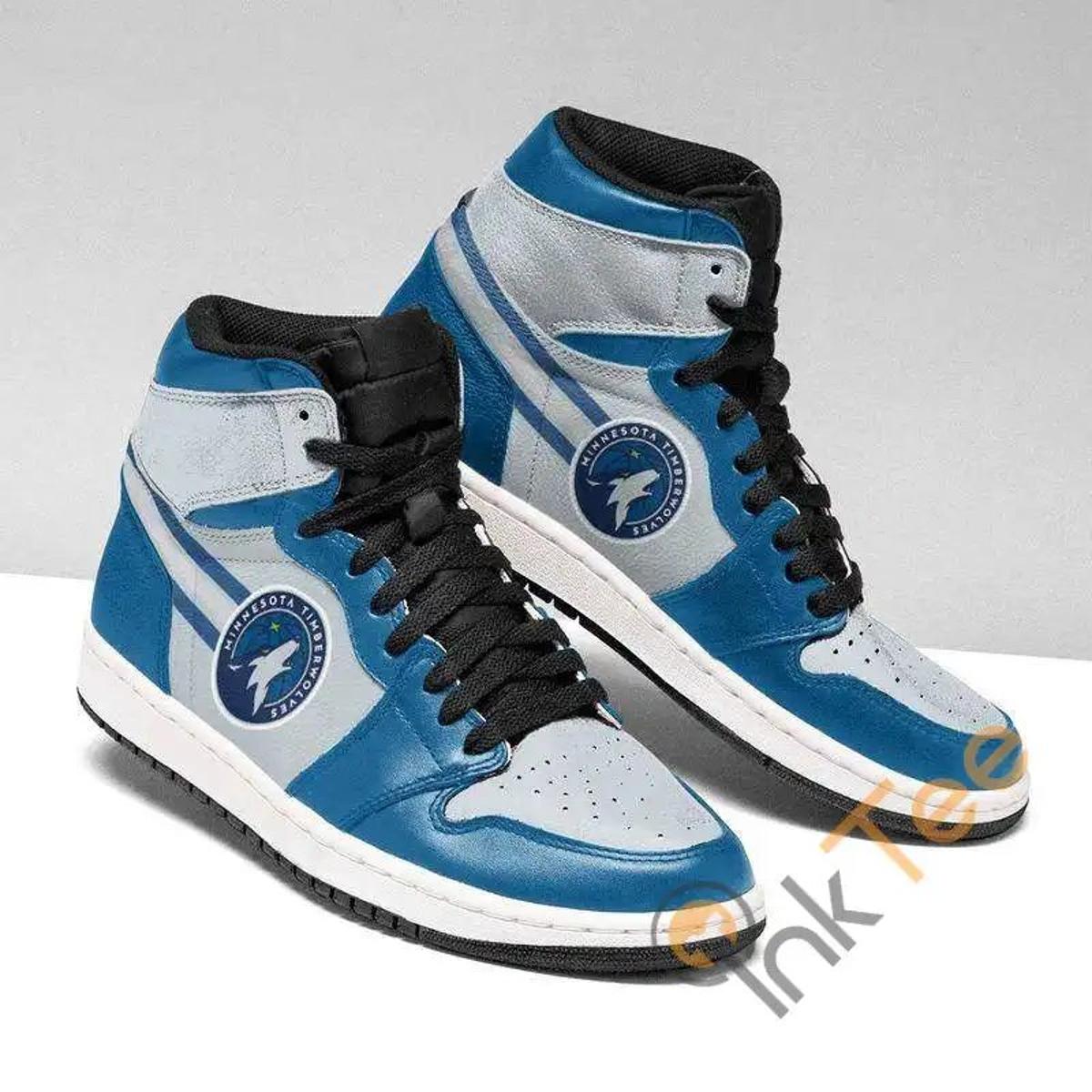 Minnesota Timberwolves Blue Black Scratch Air Jordan 1 High Sneakers Gift For Fans