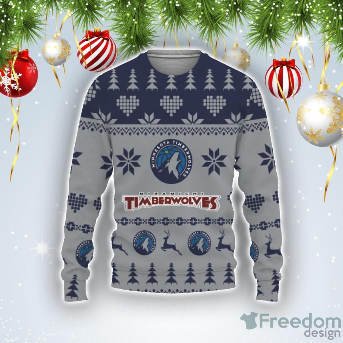 Minnesota Timberwolves Gray Black Ugly Christmas Sweater For Men And Women