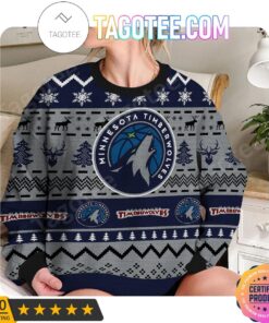 Minnesota Timberwolves Gray Black Ugly Christmas Sweater Gift 2