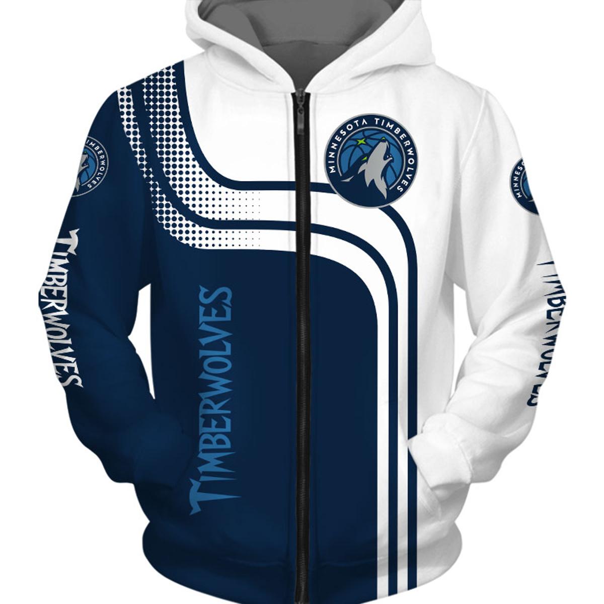 Minnesota Timberwolves Custom Name Number Skull Zip Hoodie