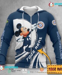 Montpellier Hrault Sc Custom Name Mickey Zip Up Hoodie Gifts For Lovers 1