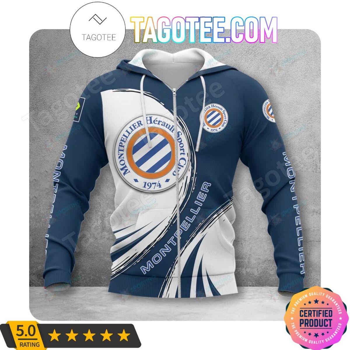 Montpellier H?rault SC Dark Blue Orange Zip Hoodie Funny Gift For Fans