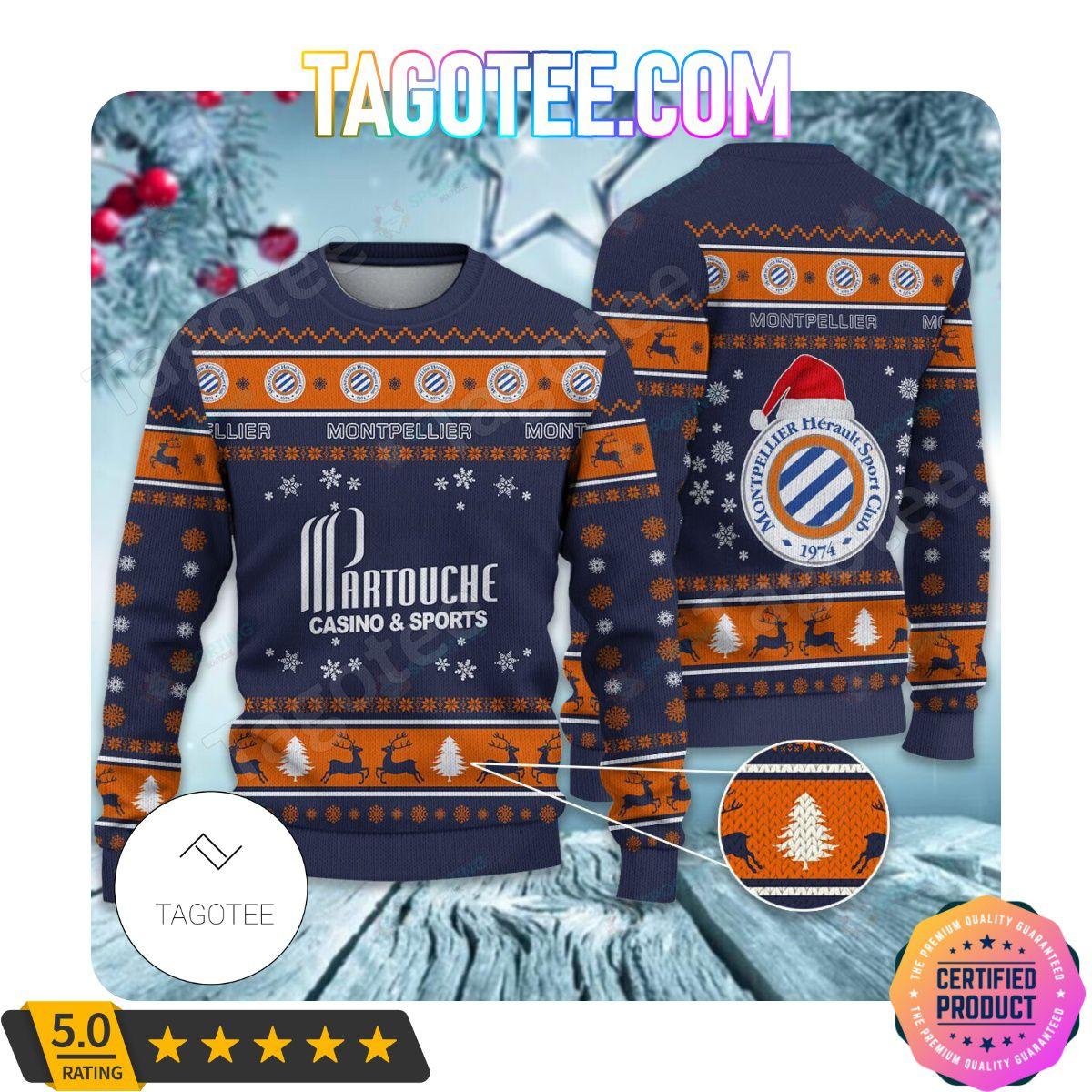 Montpellier Hérault SC Santa Hat Ugly Christmas Sweater