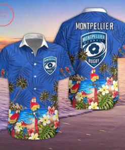 Montpellier Hérault SC Ligue 1 Blue Orange Hawaiian Shirt For Ligue 1 Fans