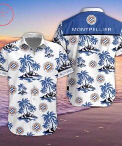 Montpellier Hérault SC White Blue Coconut Tree Vintage Hawaiian Shirt Best Gift Ideas