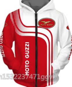 Moto Guzzi Orange White Zip Hoodie For Fans