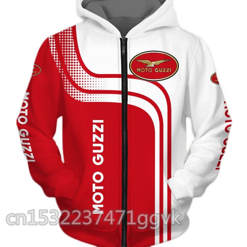 Moto Guzzi Red Zip Hoodie For Men And Women