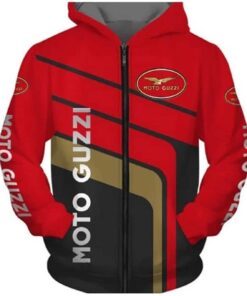 Moto Guzzi Red Zip Hoodie For Men And Women