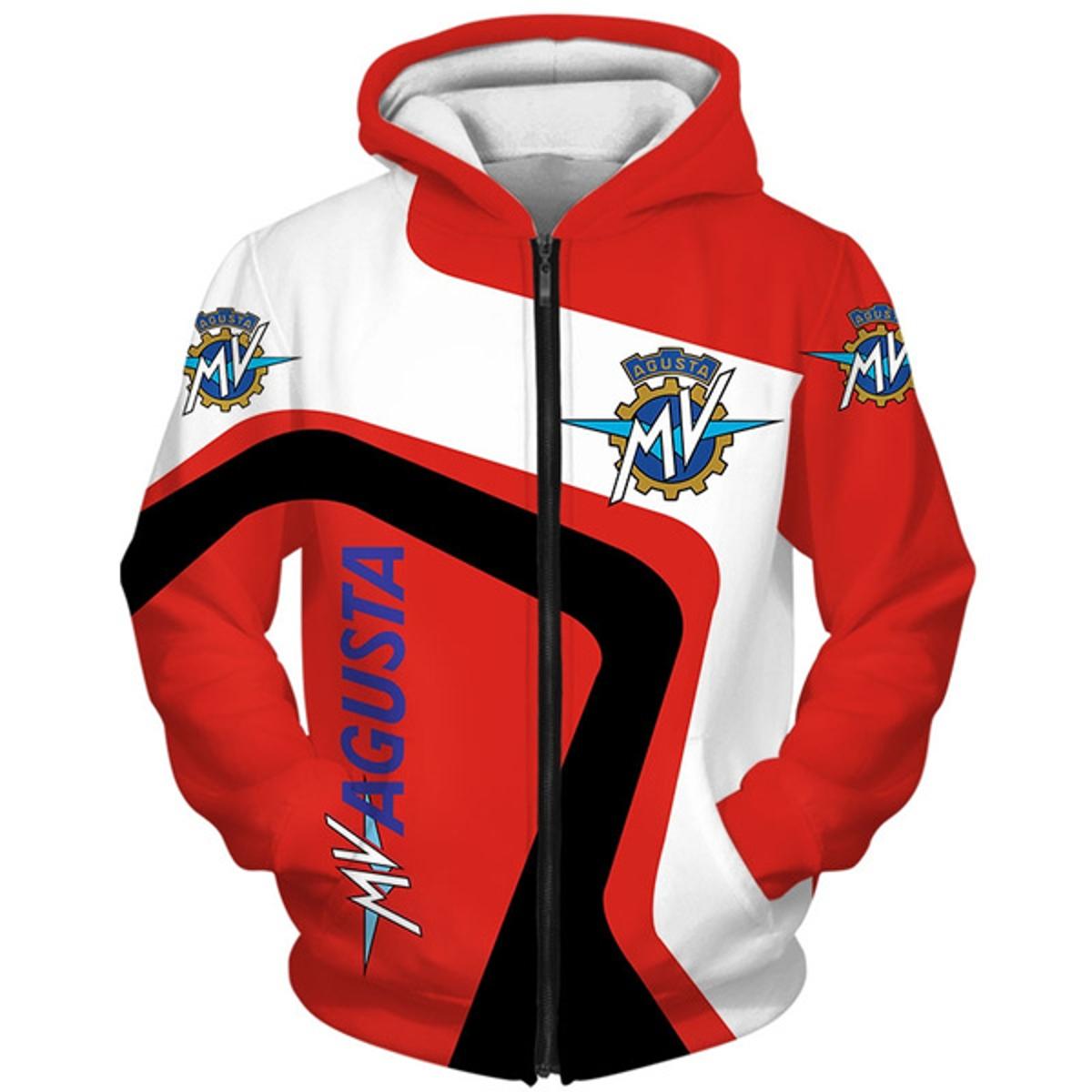 Mv Agusta Ice Age Zip Hoodie White Blue