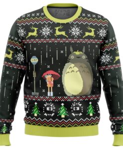 My Neighbor Totoro Pixel Art Style Ugly Christmas Sweater Studio Ghibli Fan Gifts