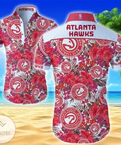 Nba Atlanta Hawks Logo Tropical Hibiscus Aloha Shirt Best Hawaiian Outfit For Fans