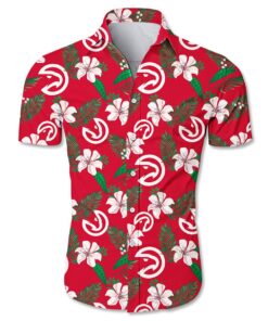 Nba Atlanta Hawks White Red Tropical Hawaiian Shirt For Men Women Fans
