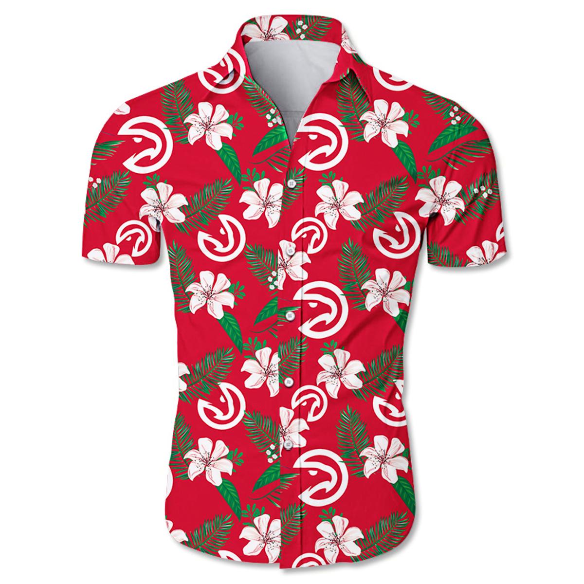 Atlanta Hawks Cute Flowers Vintage Hawaiian Shirt Best Gift For Nba Fans