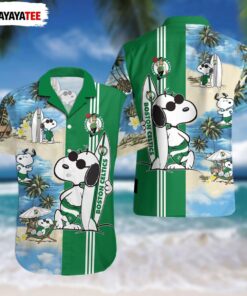 Nba Boston Celtics Snoopy Surfboard Funny Hawaiian Shirt Best Gift For Fans