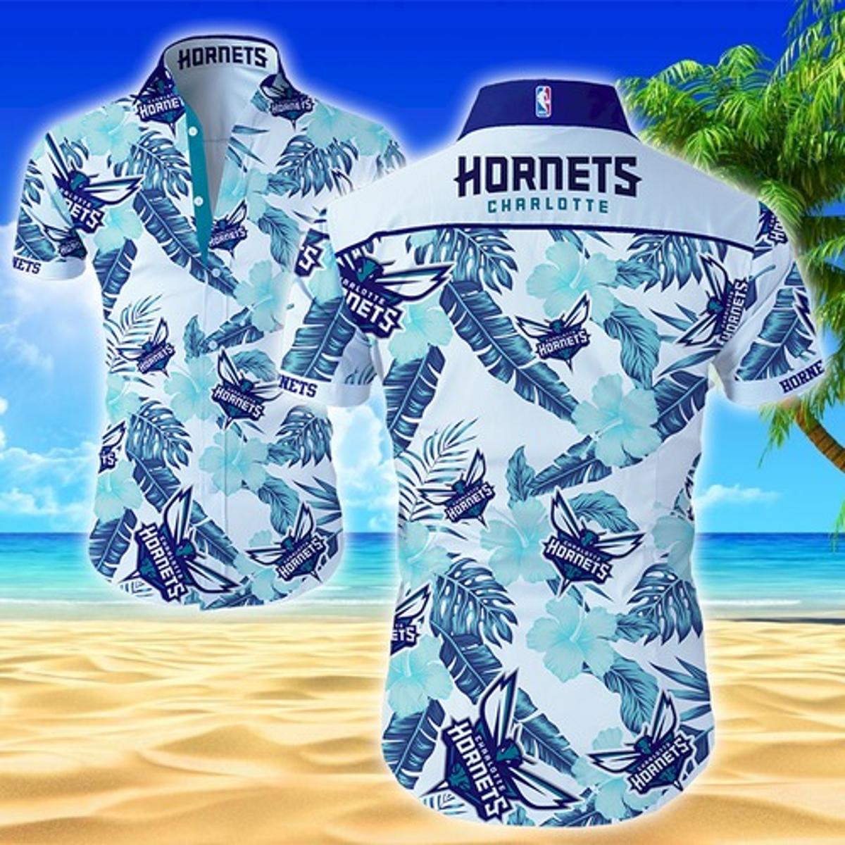 Nba Charlotte Hornets Multi Logo Dark Purple Floral Aloha Shirt Best Gift For Fans