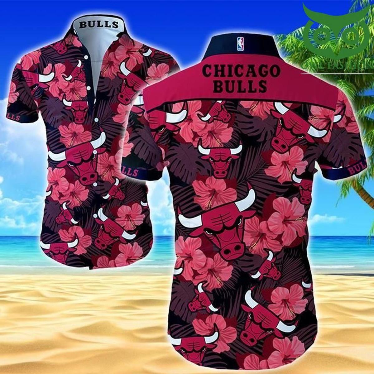 Nba Chicago Bulls Red Summer Hibiscus Tropical Aloha Shirt Gift For Nba Fans