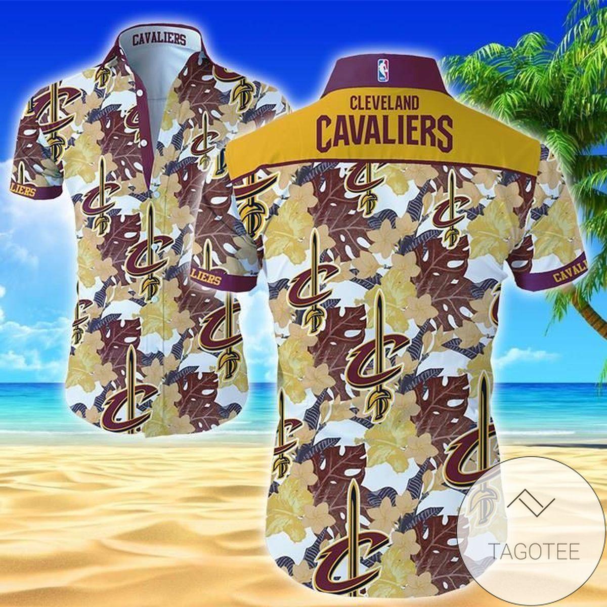 Nba Cleveland Cavaliers Multi Logo Gold Wine Floral Hawaiian Shirt For Men Women