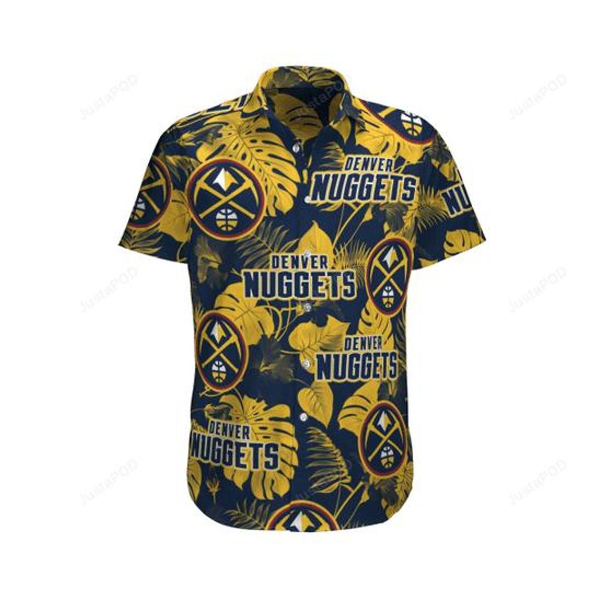 Nba Denver Nuggets Logo Grey Scratch Vintage Hawaiian Shirt For Men Women