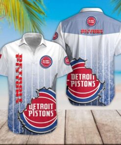 Nba Detroit Pistons Big Logo Blue Gradient Vintage Hawaiian Shirt Best Summer Gifts Ideas