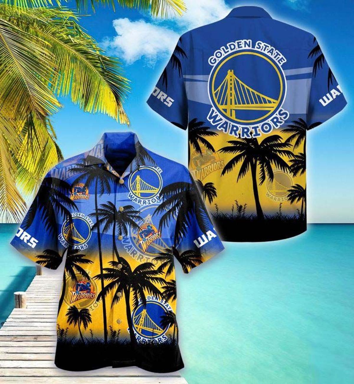 Nba Golden State Warriors Golden Blue Tropical Hawaiian Shirt Best Gift For Fans