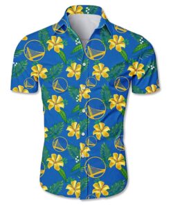 Nba Golden State Warriors Golden Blue Tropical Hawaiian Shirt Best Gift For Fans
