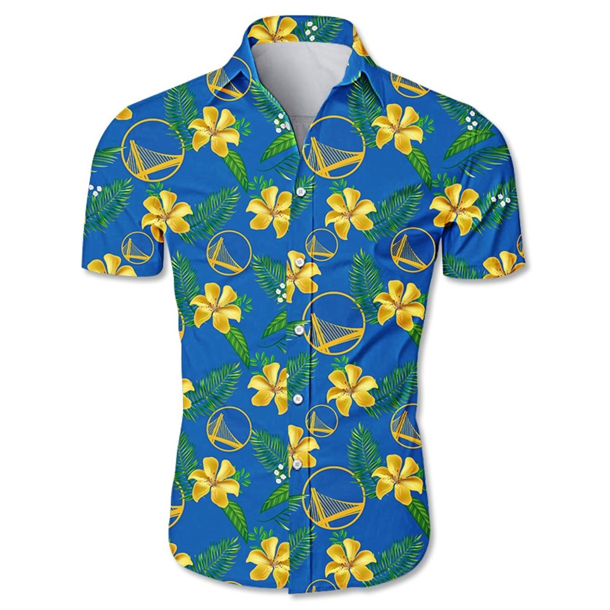 Golden State Warriors Snowflakes Flowers Patterns Hawaiian Shirt For Men Women Nba Fans
