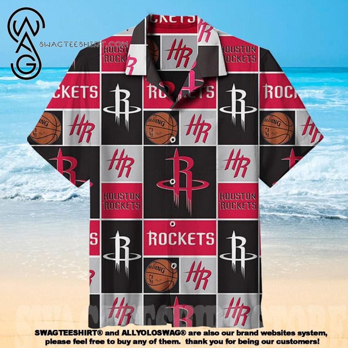 Nba Houston Rockets Simple Design Orange Hawaiian Shirt For Men Women