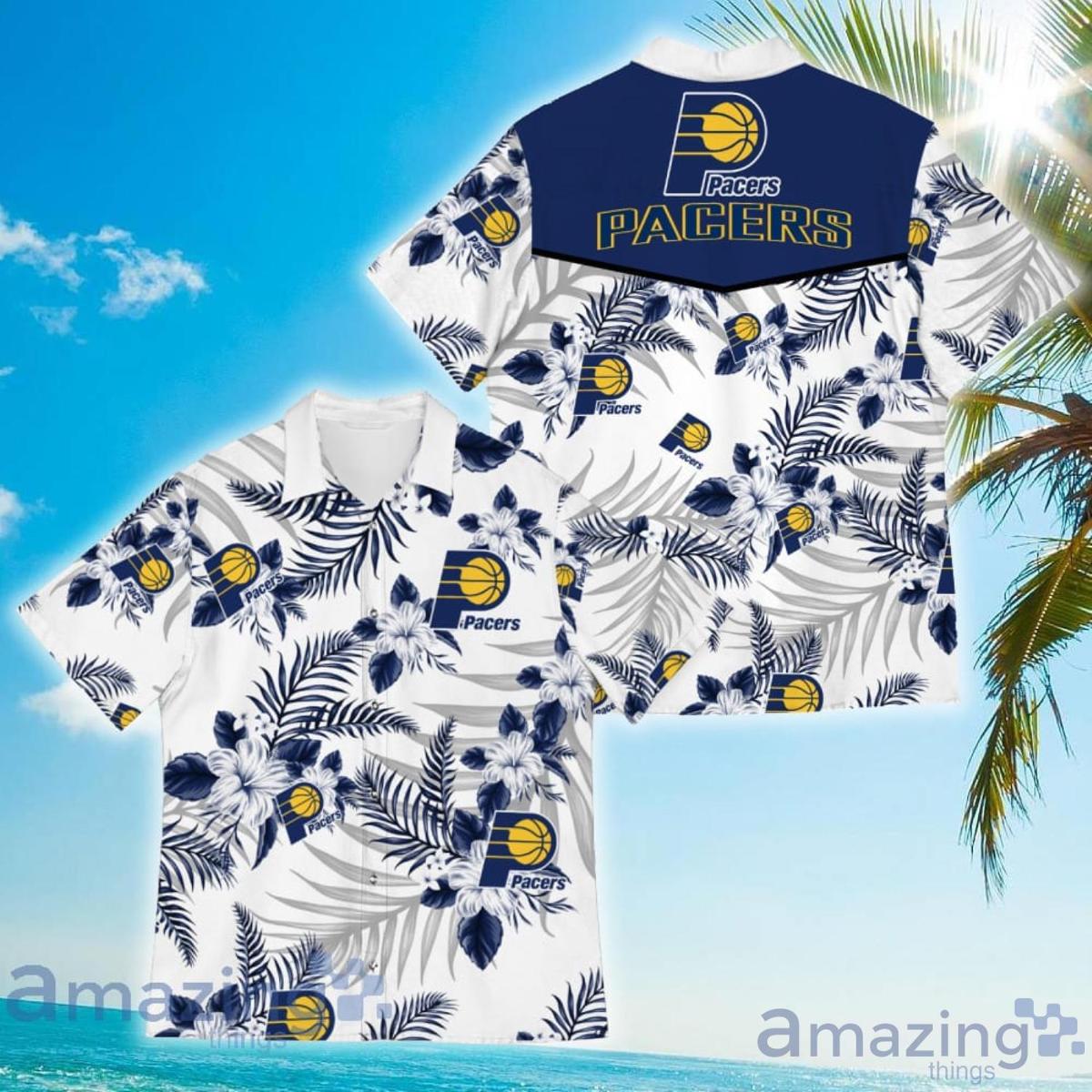 Indiana Pacers Logo White Vintage Hawaiian Shirt Nba Fans Gifts Ideas