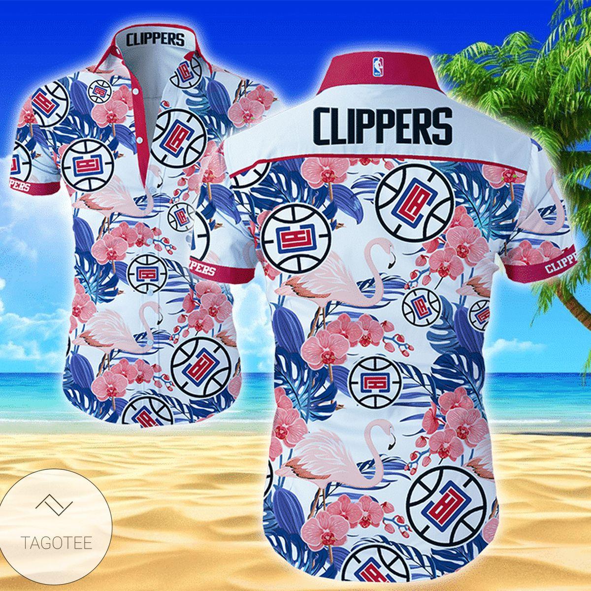 Los Angeles Clippers Simple Design Grey Hawaiian Shirt For Nba Basketball Fans