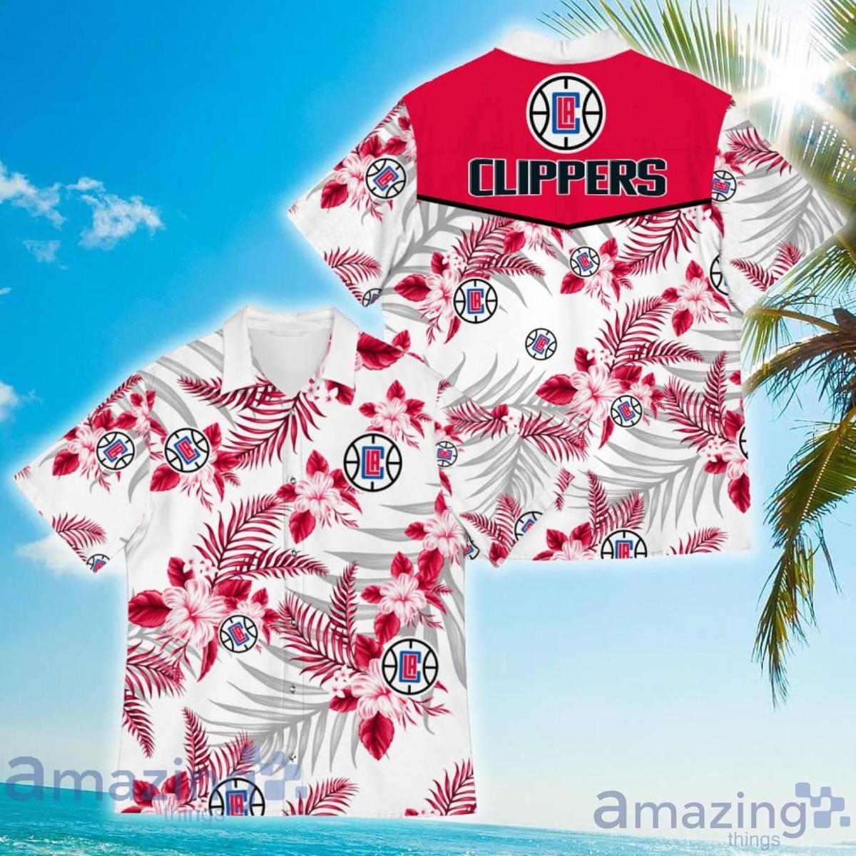 Los Angeles Clippers Logo Tropical Vintage Hawaiian Shirt Best Gift For Nba Fans