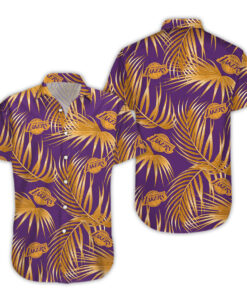 Nba Los Angeles Lakers Golden Palm Leaves Patterns Tropical Hawaiian Shirt Best Fans Gifts
